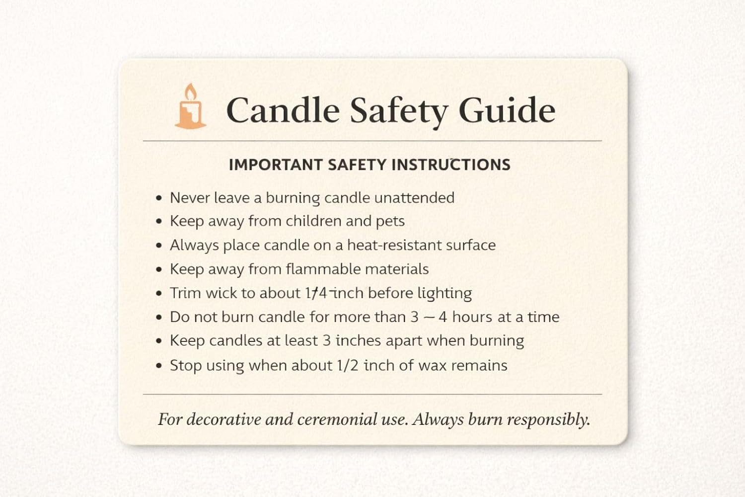 Havdalah Candle 12 Inch – Hand Poured Soy Wax Blend Decorative Pillar Candle for Havdalah Ceremony, Cream (12 Inch)