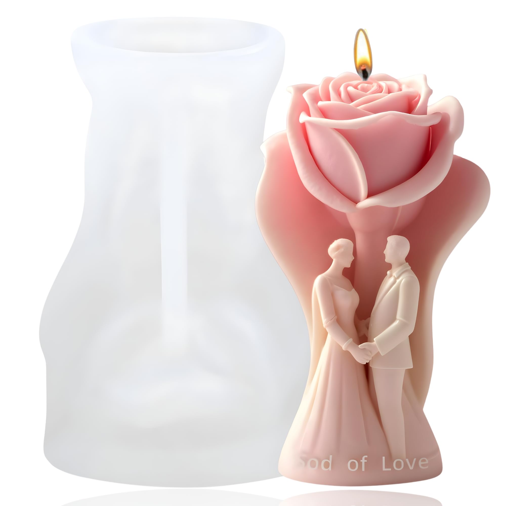 3D Love Couple Silicone Candle Mould | Rose Valentine Candle Mould | Couple Pillar Candle Mold | Bride Groom Wedding Flower Candle Mold for DIY Candle, Resin, Soap, Chocolate & Cake Making-image-38