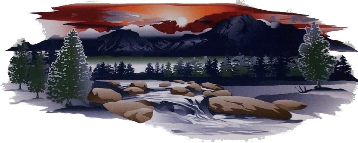 Mountain River and Trees RV Graphic Mural Decal/Sticker Fit Wall Camper Trailer Motorhome (14" X 36" Inches)