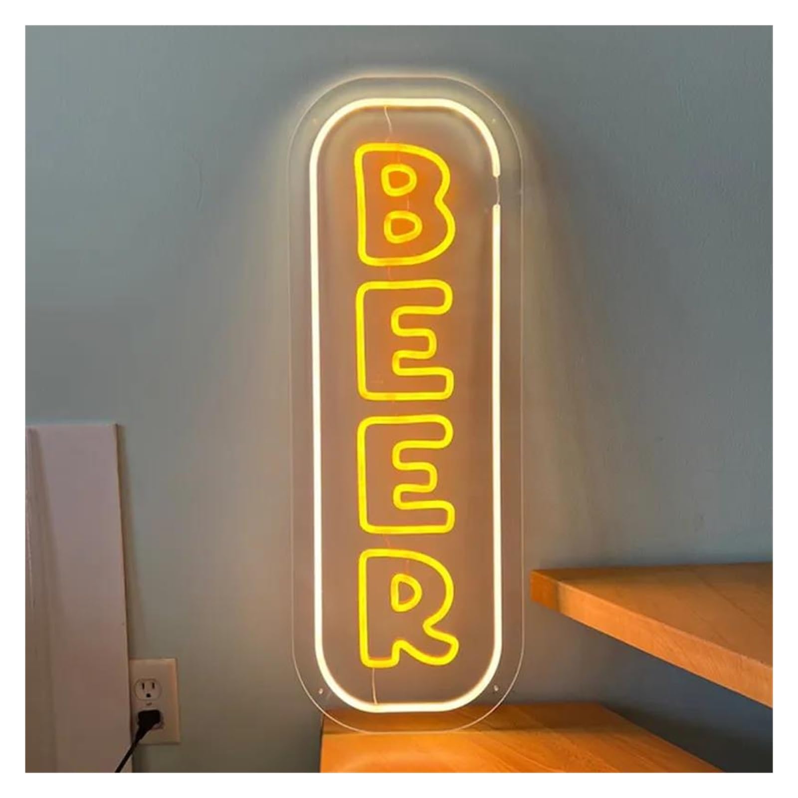 LEMST Signs Lamp Beer Neon Sign, Beer Store Welcome Neon Light, Home Bar Pub Club Business Signs 50x18cm(Yellow)