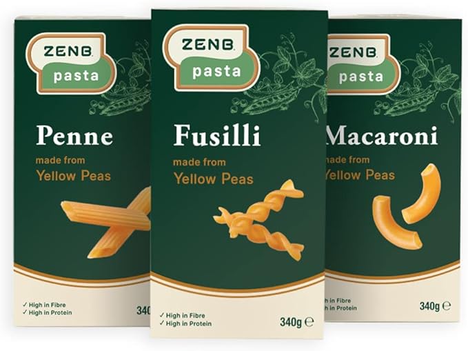 ZENB 100 Yellow Pea Pasta Macaroni, Penne and Fusilli Vegan and