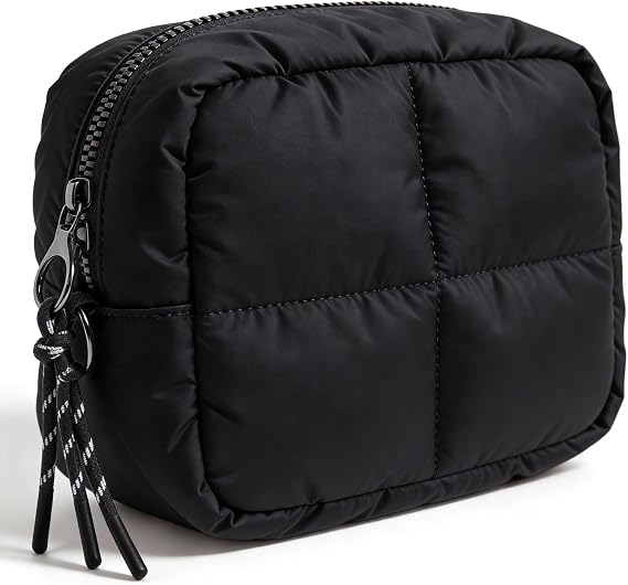 LETGO Puffy Makeup Bag for Purse Quilted Makeup Bag Cosmetic Bag, Puffer Make Up Organizer Bags Zipper Pouch, Travel Toiletry Bag for Women Girls (Black)