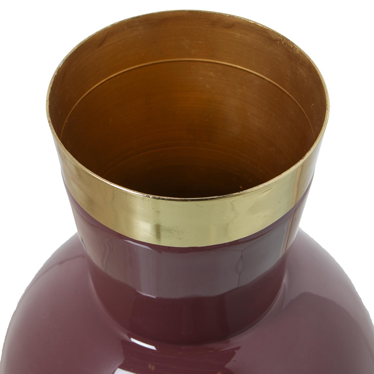 JARRÓN METAL ESMALTADO VIOLETA/DORADO_°15X32CM