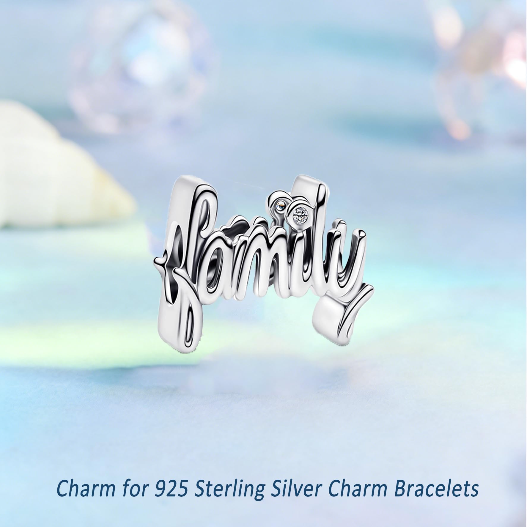 Familie, Freundschaft und Liebe Charm Anhänger | 925 Sterlingsilber mit 5A Zirkonia | Passend für europäische Armbänder und Halsketten | Eleganter Schmuck für Damen