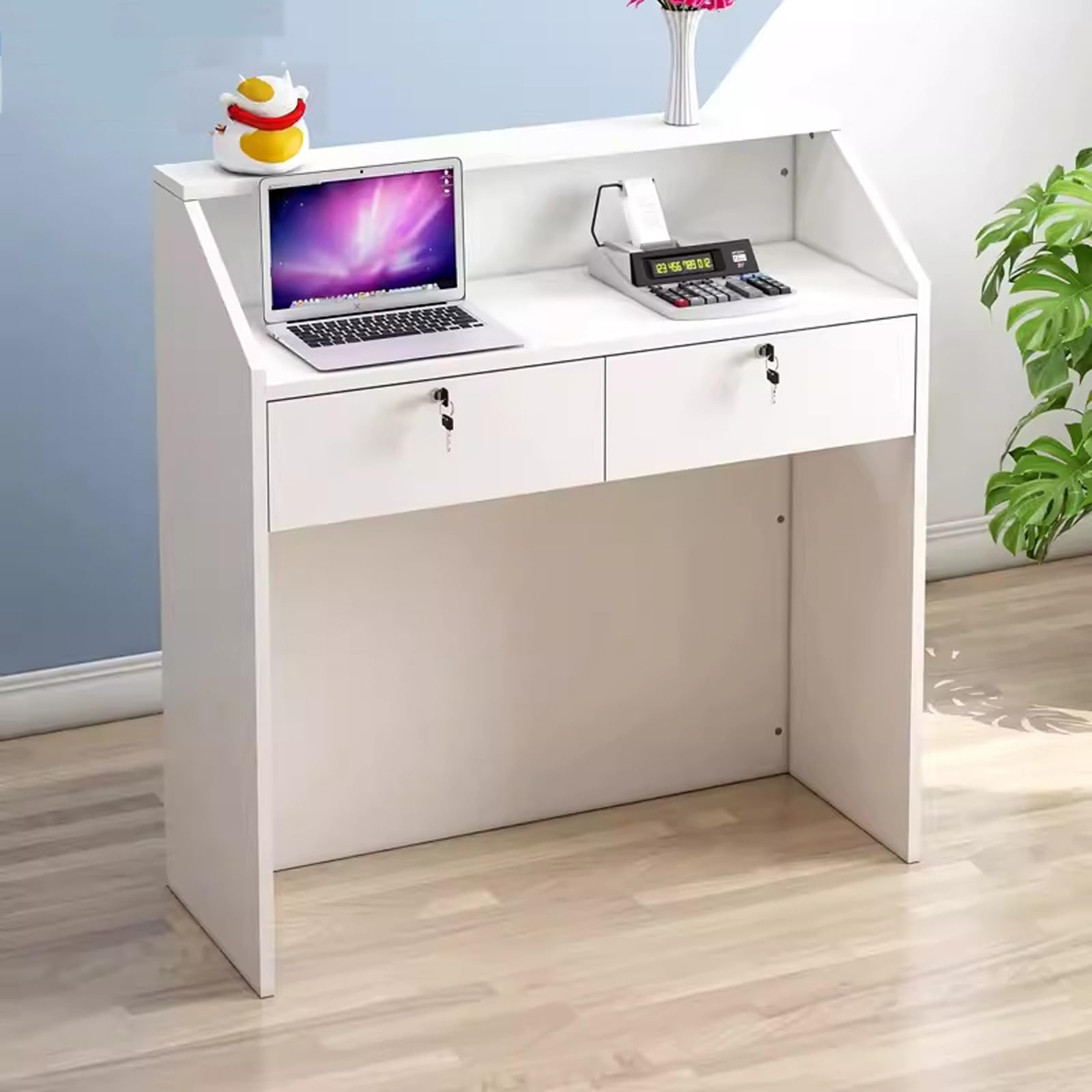 Lockable Reception Counter with Drawer – Multi-Functional Cash Register Table for Beauty Salons & Clothing Stores – Checkout Counter & Sales Display Stand