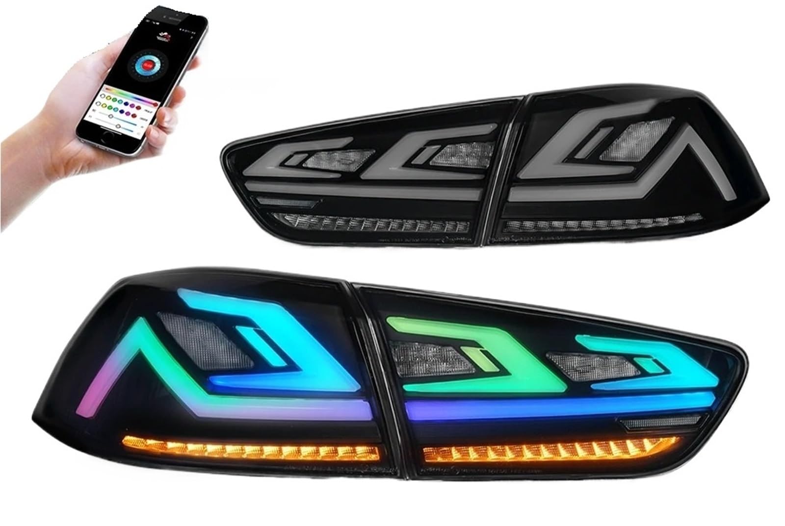 Faro Posteriore Per Mitsubishi Per Lancer Per EVO X 2008-2018 Dinamica LED Segnale Di Freno Luce Tuning Auto Fanale Posteriore Montaggio Fari Posteriori Auto(C RGB A)