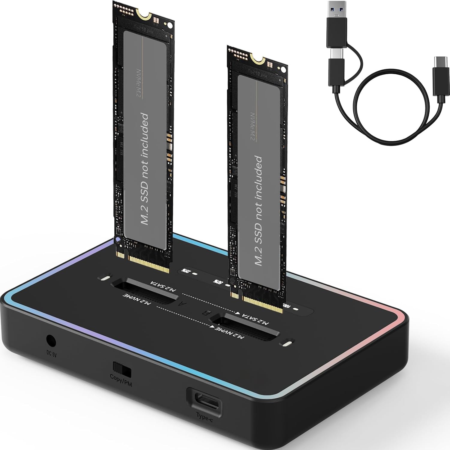 NALACAL M.2 Reader 20Gbps Docking Station, M.2 Duplicator Cloner Dual ...