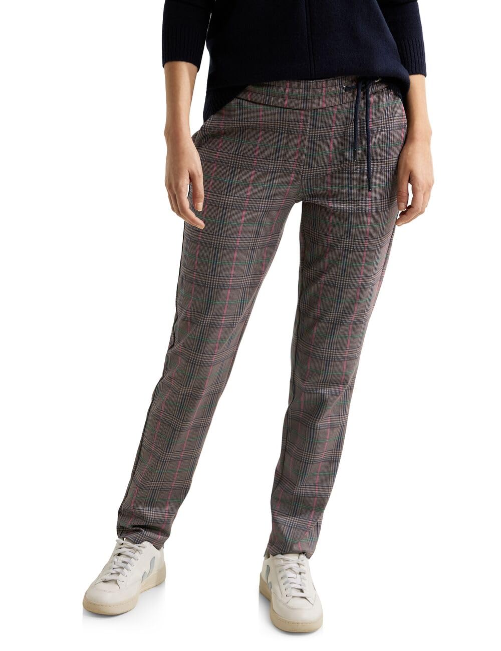 Cecil Women's B376940 Checked Jogging Bottoms, Sporty Taupe, XL / 30L
