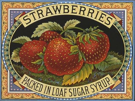 wonderfulitems strawberries packed in loaf sugar syrup crate labels vintage poster repro home kitchen