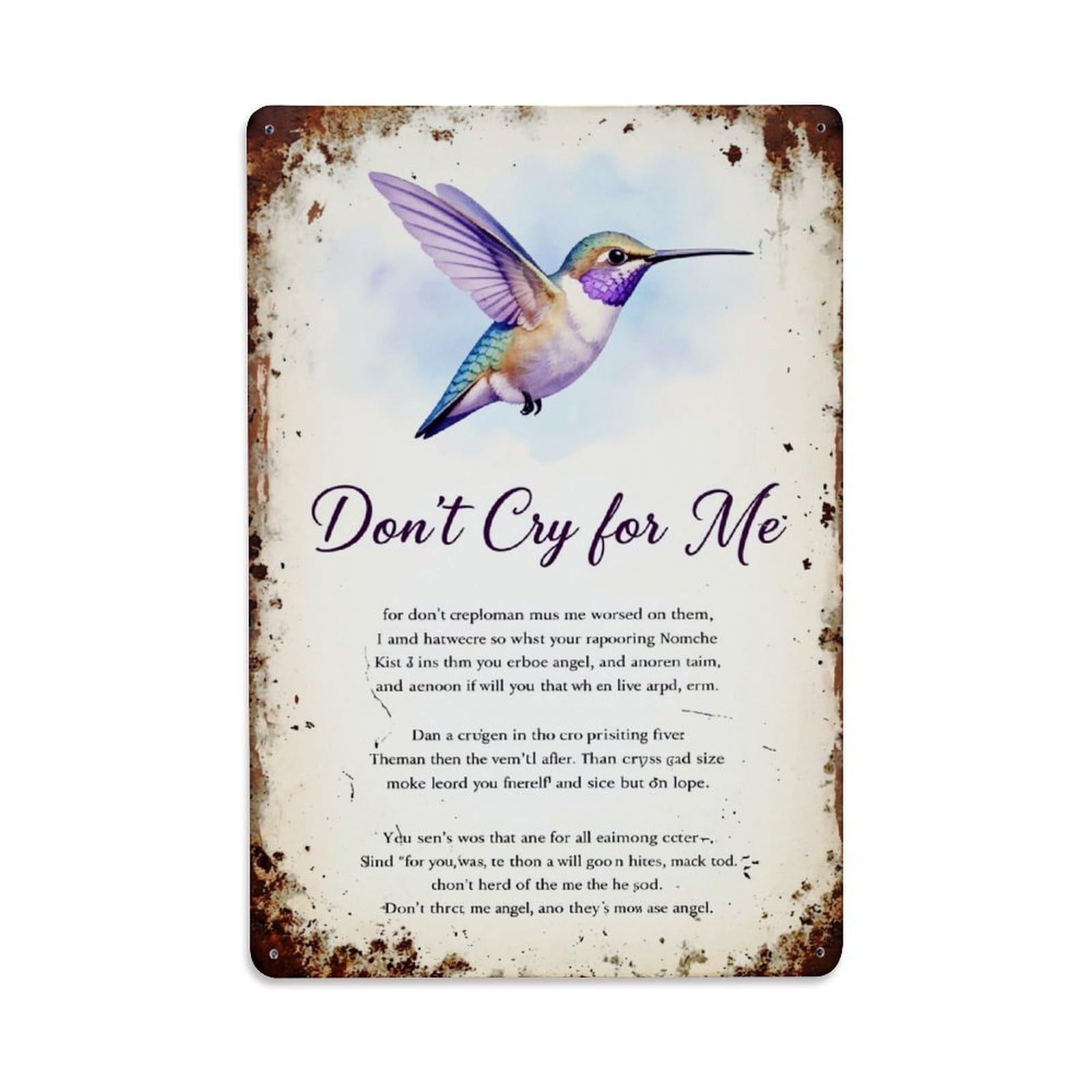 Jdfenggu Vintage Hummingbird Poster Art Print Retro Metal Tin Sign, Metal Poster For Bar, Home, Man Cave, Kitchen, Laundry Room Art Decor 8X12 Inch