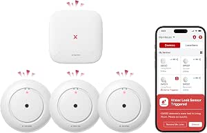 X-Sense Wi-Fi Water Leak Detector Kit, 110 dB, 3 Sensors + Base Station