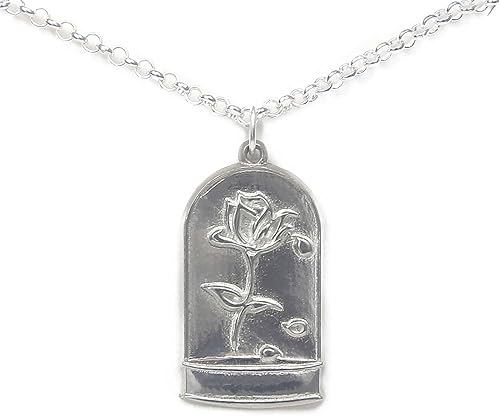 Collar inspirado en la Bella y la Bestia hecho a mano en peltre, empaquetado para regalo, fabricado en Estados Unidos