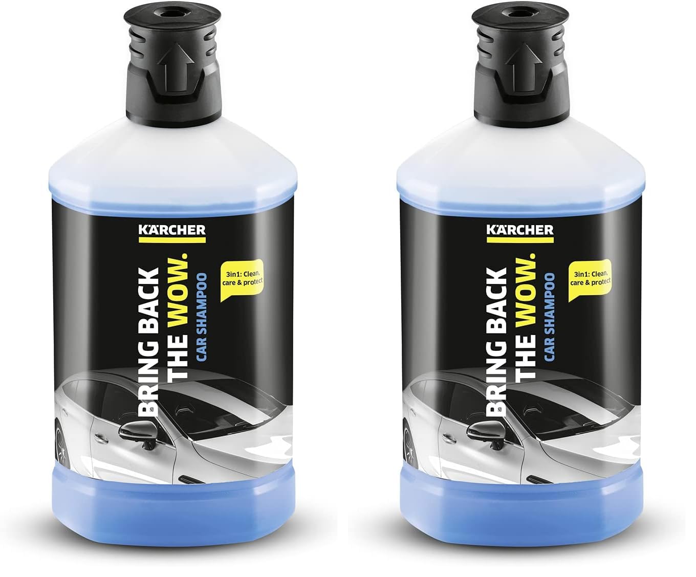 Kärcher Autoshampoo 3-in-1 RM 610 (1 l), höchste Reinigungseffizienz, Pflege und Schutz in einem Schritt (Packung mit 2)
