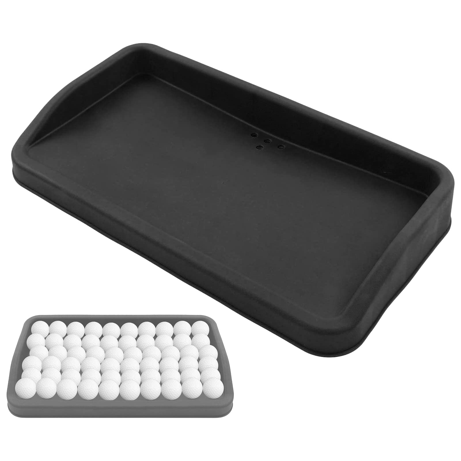 EVTSCAN Silicone Golf Ball Tray Storage Box with Drainage Holes, Waterproof Anti-Skid Golf Ball Holder and Organizer, Holds up to 100 Balls, Black