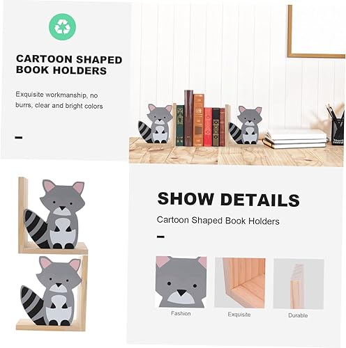 Miniatura 5 de VOSAREA 1 par de sujetalibros de madera antideslizante sujetalibros expositores para libros de resina para el hogar, tapas de libros de cuentos de