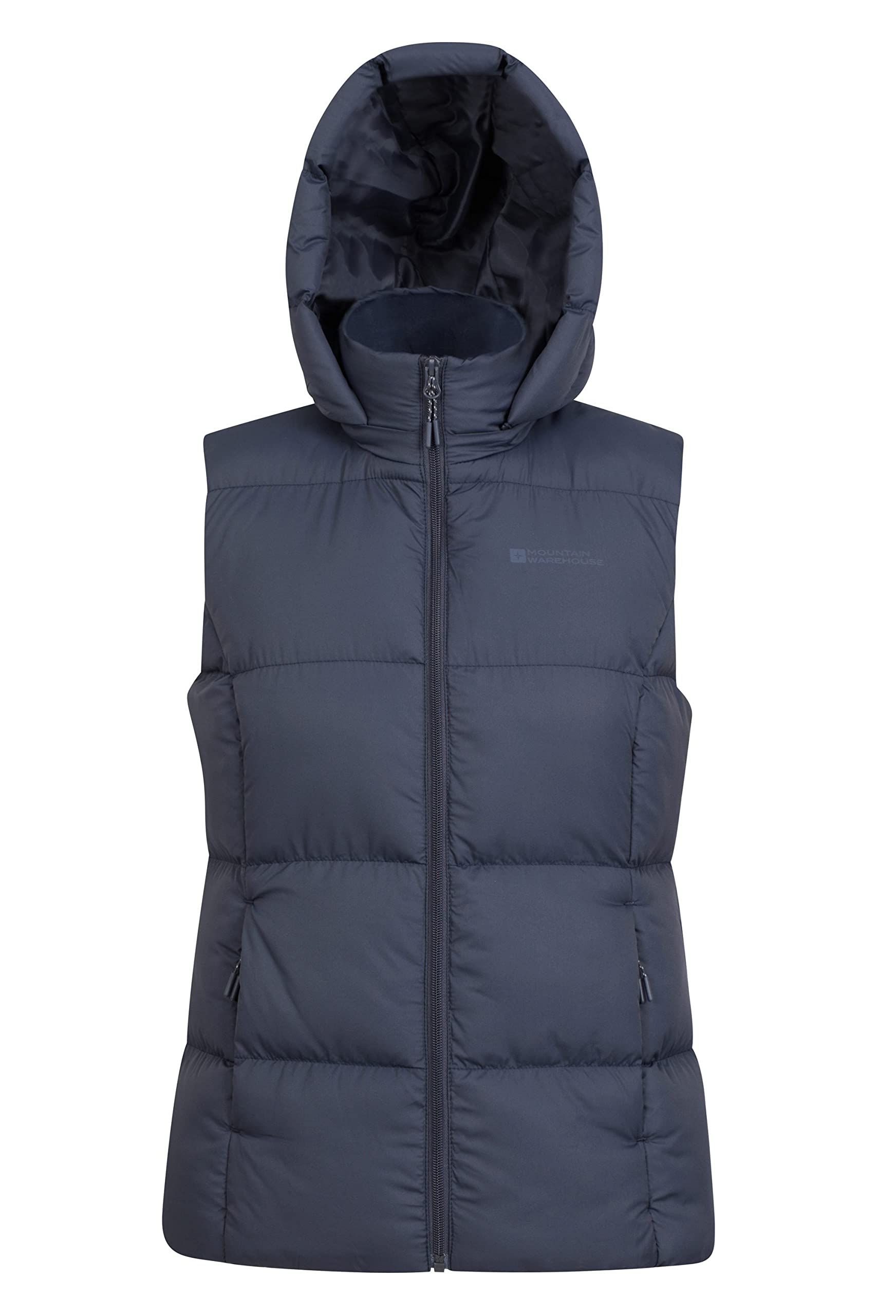 Mountain Warehouse Women's Grey Astral Padded Gilet - Water Resistant Bodywarmer, Detachable Hood Vest, Microfibre Insulation - Best For Outdoors, Sports, Gym, Spring Summer Size 14