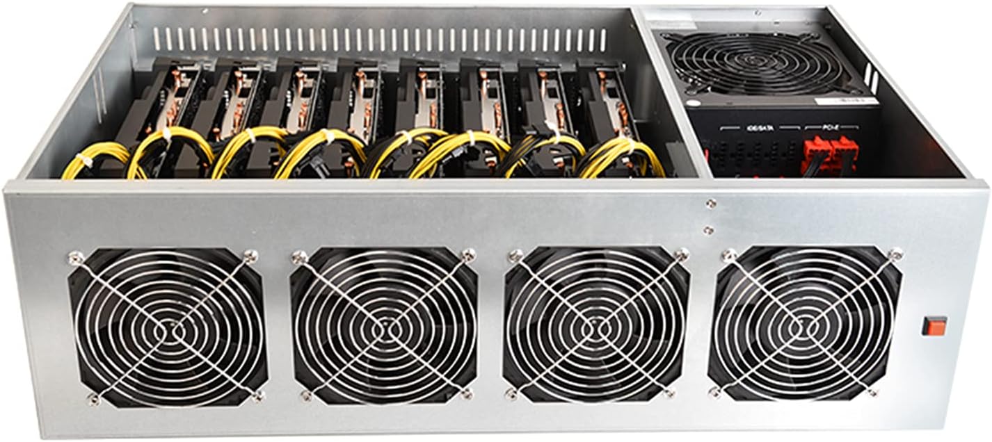 Mining Rig 8 GPU Miner Rig With 4 fans, 4G memory + 120G solid standard system for ETH Ethereum GPU Miner Including Motherboard+2000W power supply