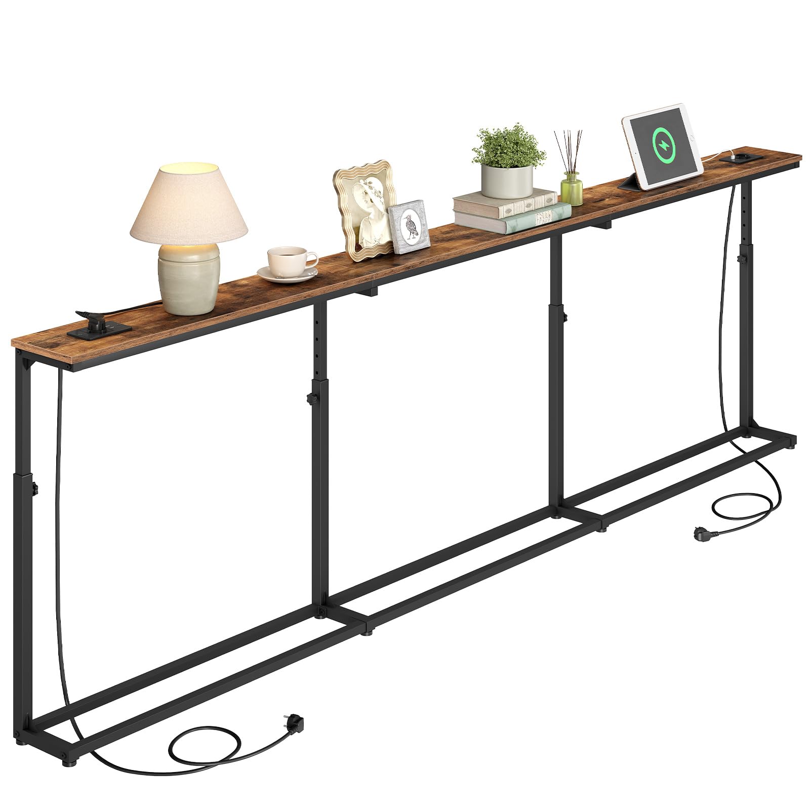 HOOBRO Consola Estrecha, Mesa Auxiliar con 5 Alturas Regulables(65-85 cm)