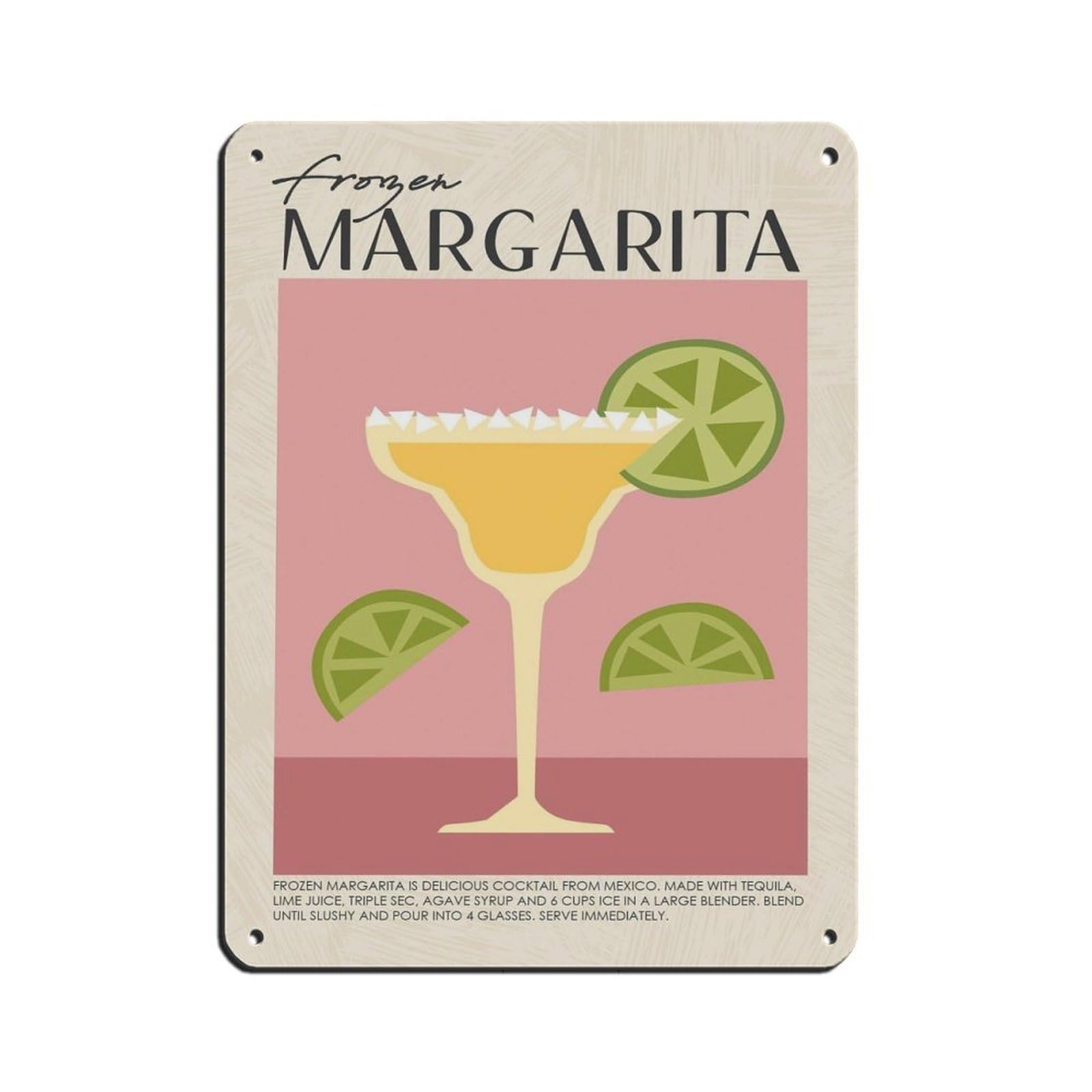 Margarita Cocktail, Cocktail Art Retro Poster Metal Tin Sign Chic Art Retro Iron Painting Bar People Cave Cafe Family Garage Poster Wall Decoration 12x16inch(30x40cm)