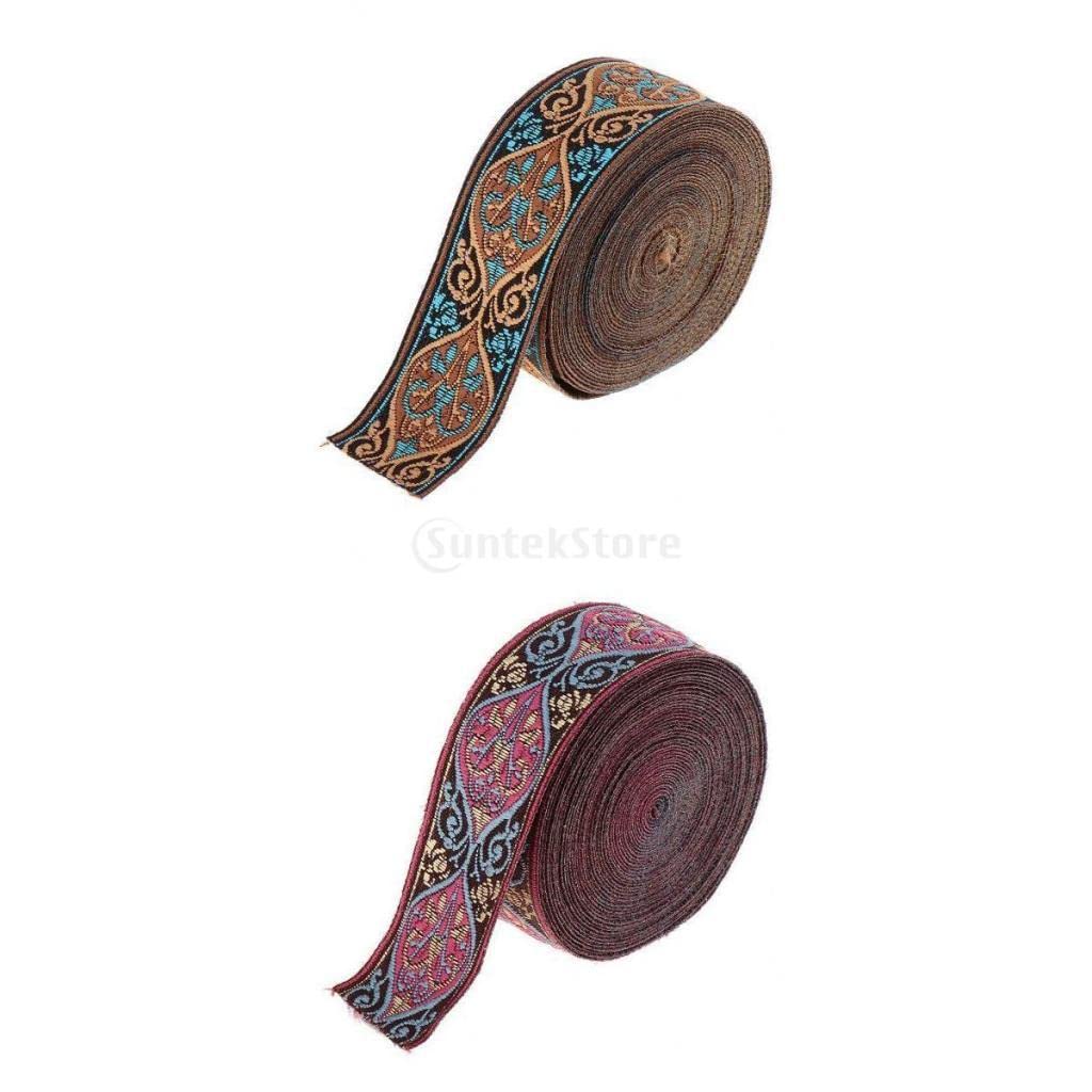 Enakshi 2 Pieces 5 Meters Jacquard Trim Sew Ribbon Fabric Ribbons