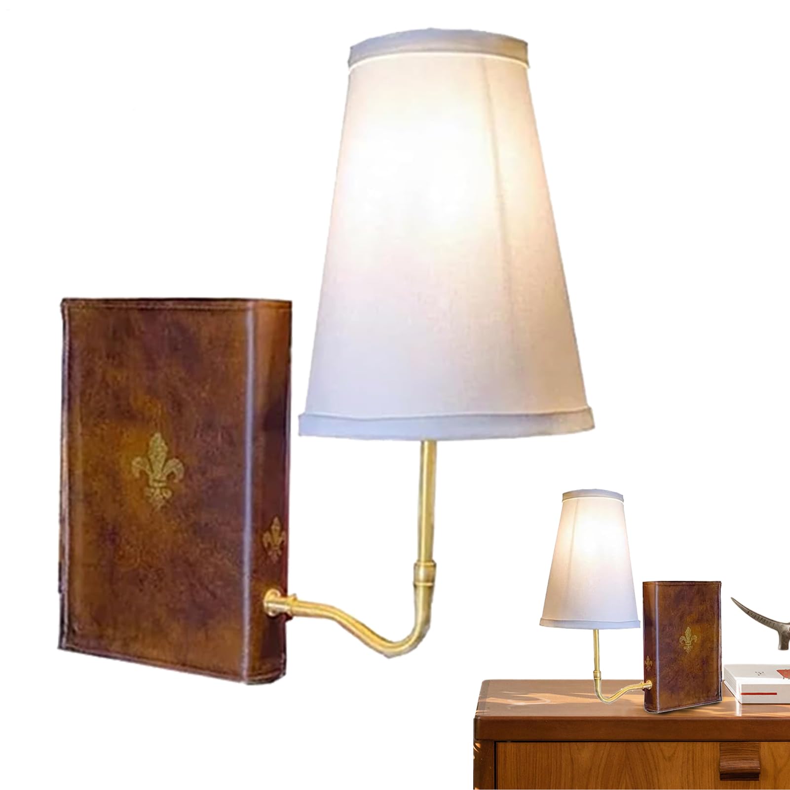 Bücherregallampe – Tischlampe im Buchstil zum Lesen, dekorative Akzentbeleuchtung, Vintage-Holzabdeckung mit LED-Lichtseiten, einstellbare Helligkeit, Heimbüro für Bibliothek, Nachttisch-