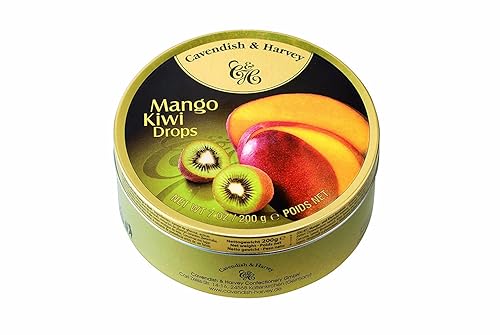 Cavendish & Harvey Gotas de caramelo duro de kiwi y mango, latas de 7 onzas, 1 paquete