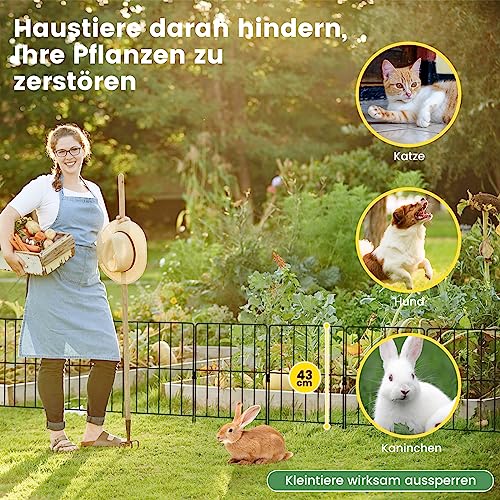 COSTWAY 15 Stück dekorativer Gartenzaun, Zaun Garten, Steckzaun Metall, 60 cm hoch, für Tierbarriere Blumenbeet Bäume, Balkon Sichtschutz, Teichzaun Beetzaun Gitterzaun rostfrei, Schwarz