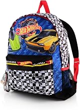 Hot Wheels Boys Backpack | Kids School Bag with Zipped Compartments, Adjustable Shoulder Straps & Side Mesh Water Bottle Holder Racing Cars Rucksack for School And Travel