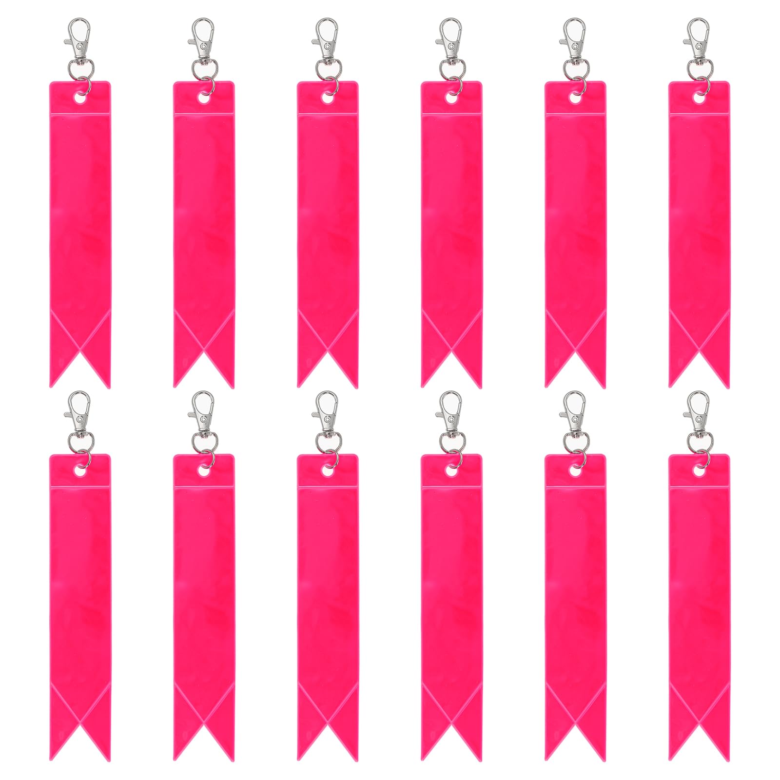 PATIKIL Safety Reflector 6"x1", 12 Pack Reflector Tag Pendant Reflective Safety Keychain Gear for Backpack Cycling Running Wheelchairs, Pink