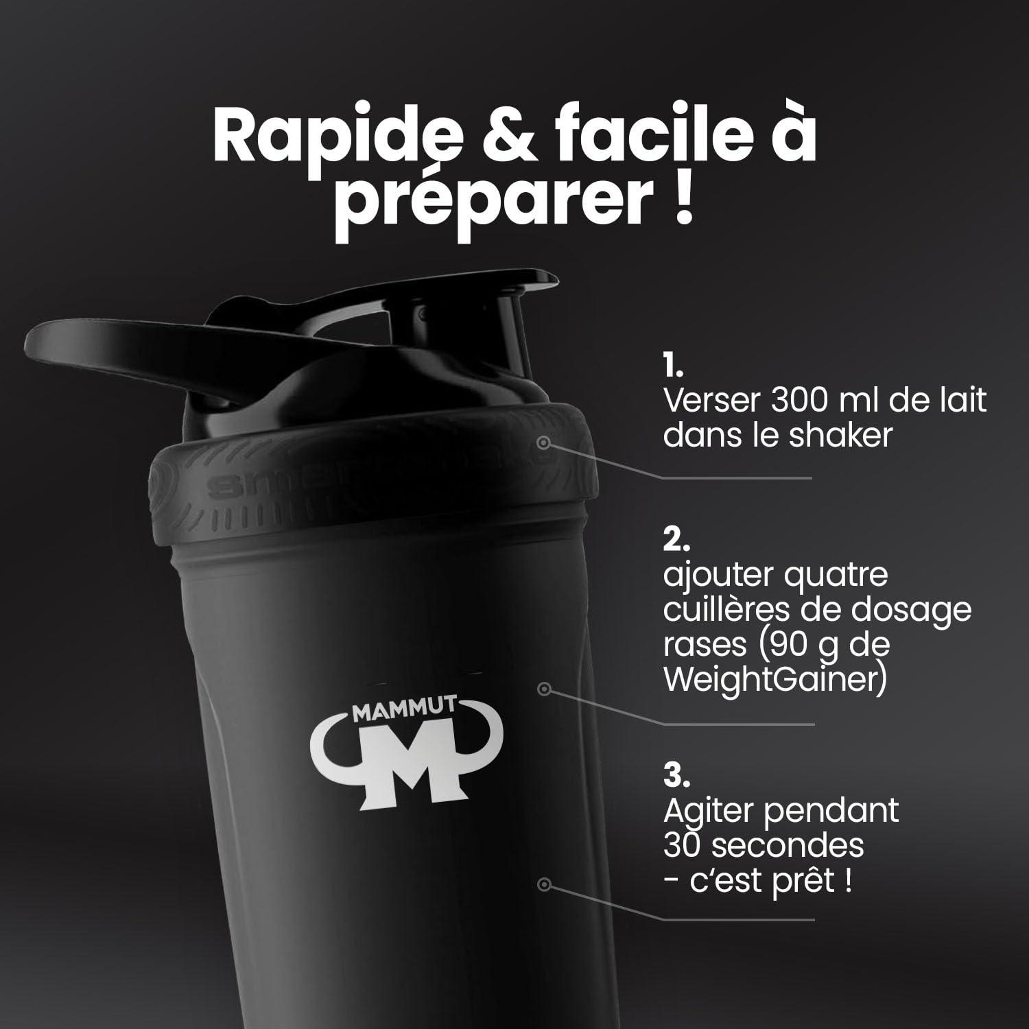 Mammut Nutrition – Crash 5000 Weight Gainer 4,5 kg Vanille – Mass Gainer 80% glucides dextrose maltodextrine – 4 protéines + créatine – 518 kcal par portion – Prise de masse musculaire