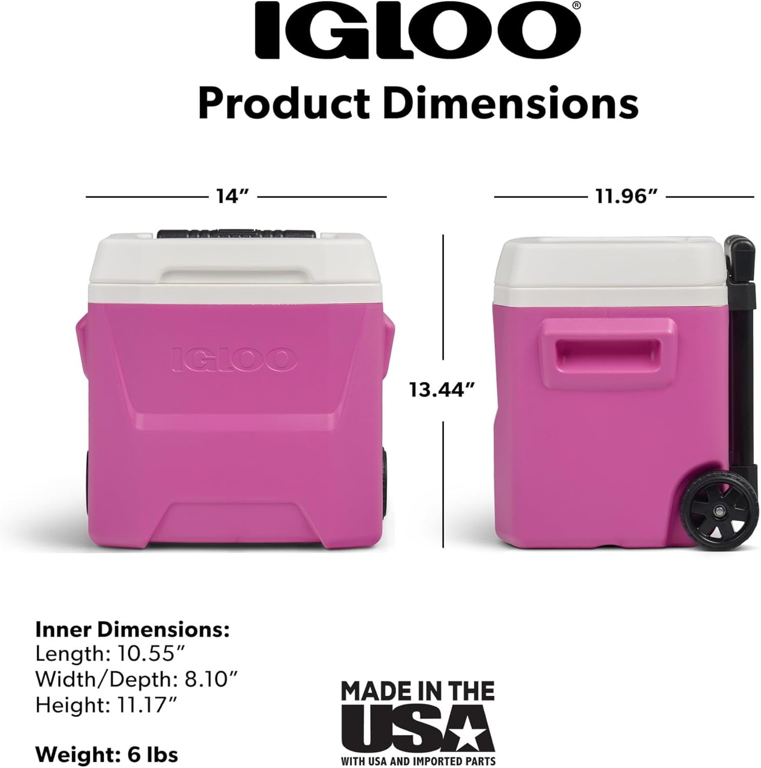 Igloos Cooler Hard-Sided Ice Chest, Insulated Portable Cooler, Heavy-Duty, Leak-Resistant Lid, Lightweight Ergonomic Handle