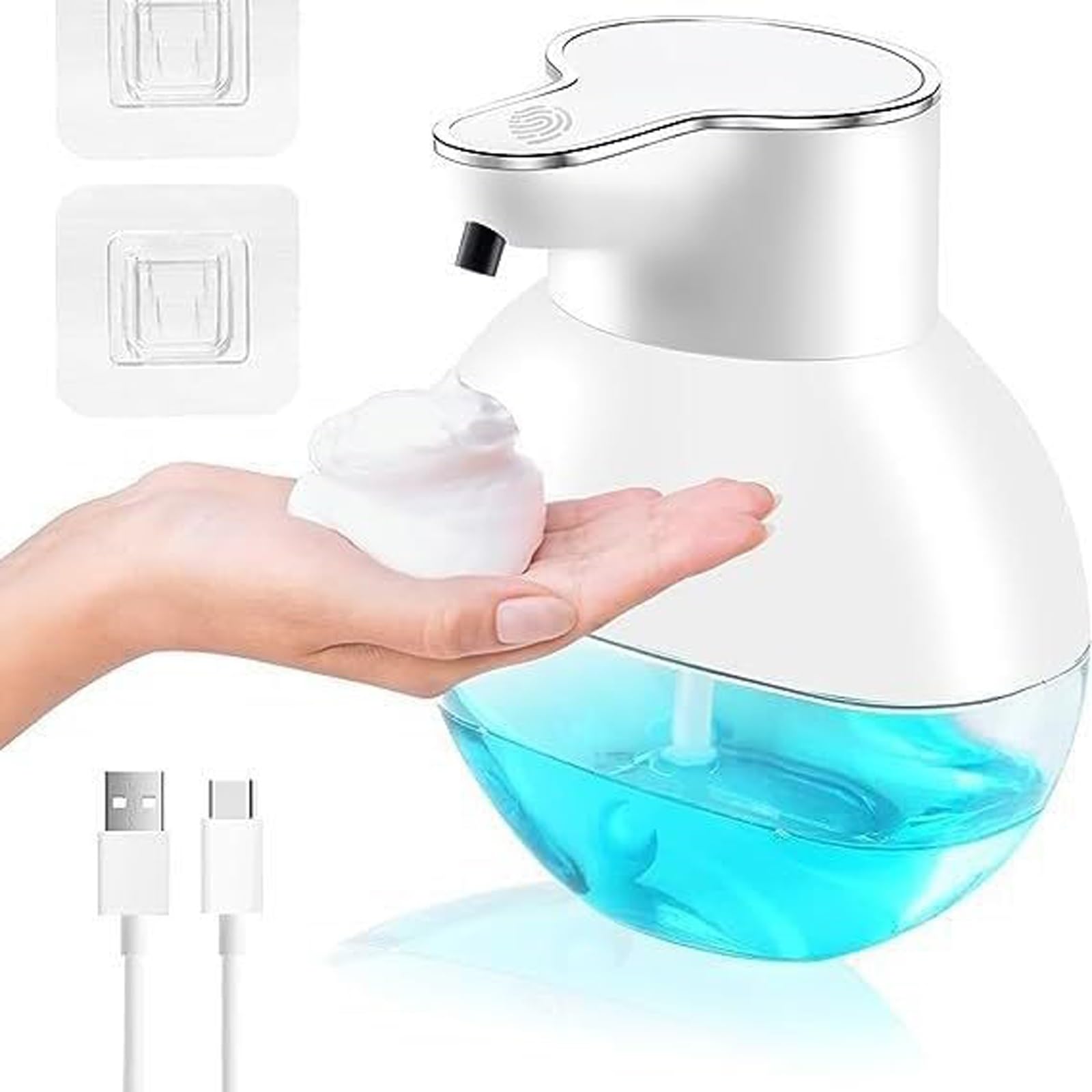 Dispensador automático de jabón con sensor automático, dispensador de desinfectante de manos sin contacto, botella de capacidad de 400 ml, modelo de espuma, capacidad visible