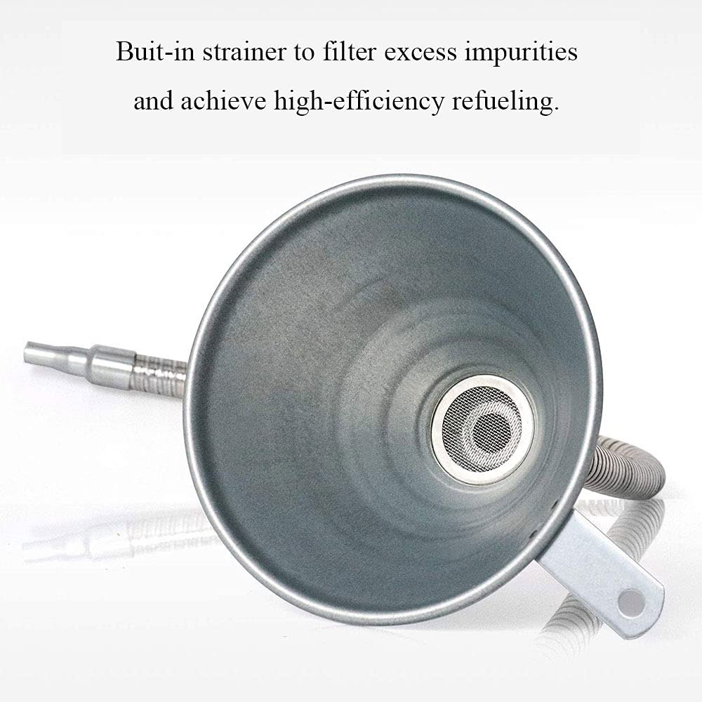 Riloer Imbuto con beccuccio lungo 63 cm, tubo flessibile e filtro, imbuto universale in acciaio per tutti gli oli, acqua, carburante diesel e altri liquidi