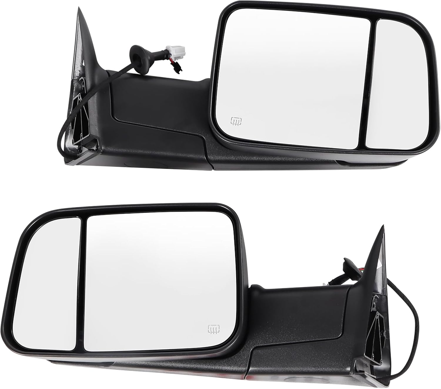 JDMSPEED Pair Tow Side Mirror Compatible with 2009-2018 Dodge Ram 1500 2500 3500 2019-2024 Ram 1500 Classic Manual Flip Fold with Heated Puddle Light LED Turn Signal Chrome