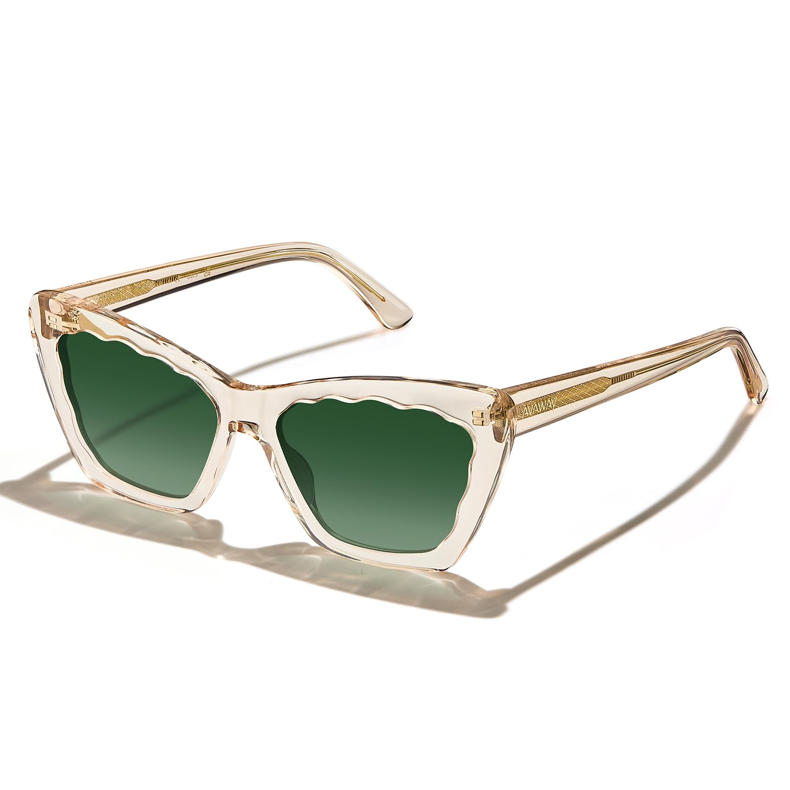 AVAWAY Polarized Sunglasses for Women Cat Eye UV Protection Clear Trendy Square Acetate Sun Shades Ladies Sunnies