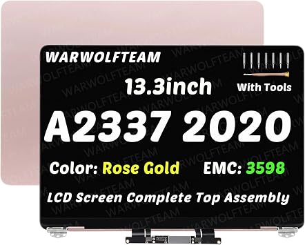 13.3in Compatible with MacBook Air A2337 M1 2020 EMC 3598 661-16806 661-16807 661-16808 2560 x 1600 LCD LED Screen Replacement Complete AssemblyRose Gold