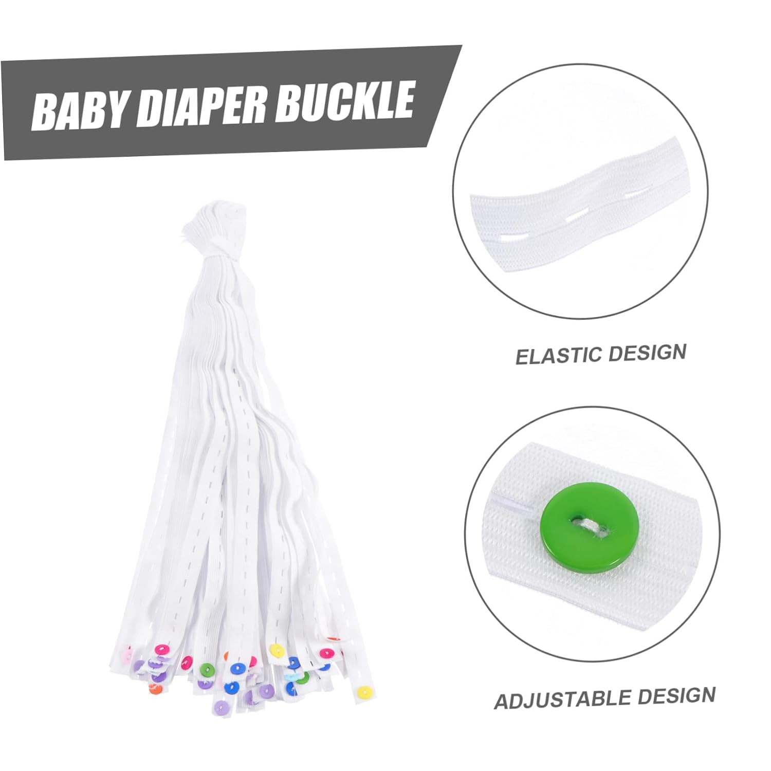 50pcs Adjustable Diaper Fixing Belts with Buckles Comfortable Waist Strap for Secure Diaper Fit Prevents Slipping Suitable for Newborns