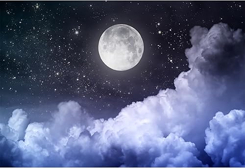 dnldliq 10x6.5ft Night Sky Clouds Photography Backdrop Beautiful Scenery Full Mo
