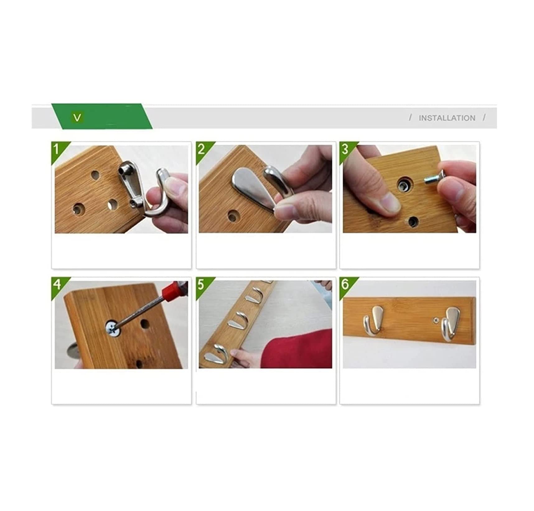 Perchero Perchero de Pared, Ganchos para Colgar Ropa, Sala de Estar, Armario, percheros, Perchero, Gancho de Pared, 4 Ganchos, Perchero (Color: Color Madera)