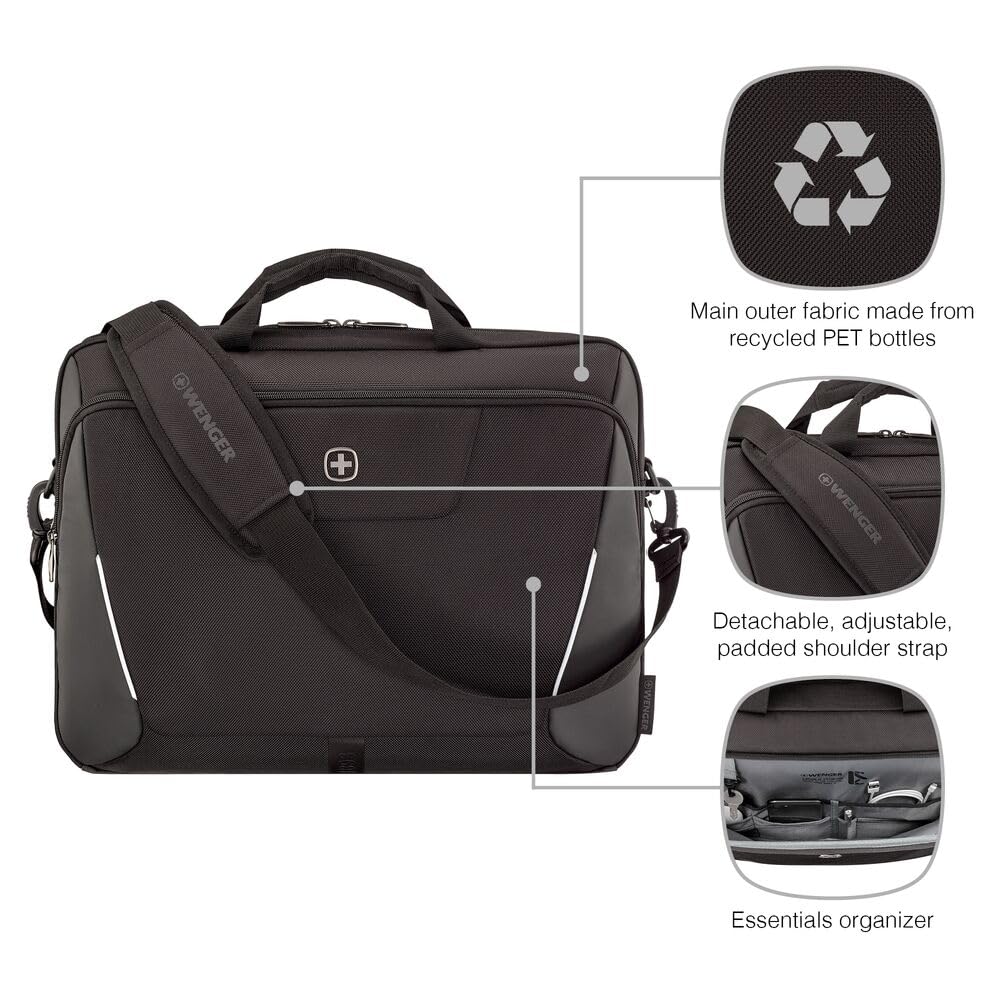 Wenger, XE Brief 17, 17" Laptop Briefcase with Tablet Pocket, Black, Rete digitale, 15,6", Casual