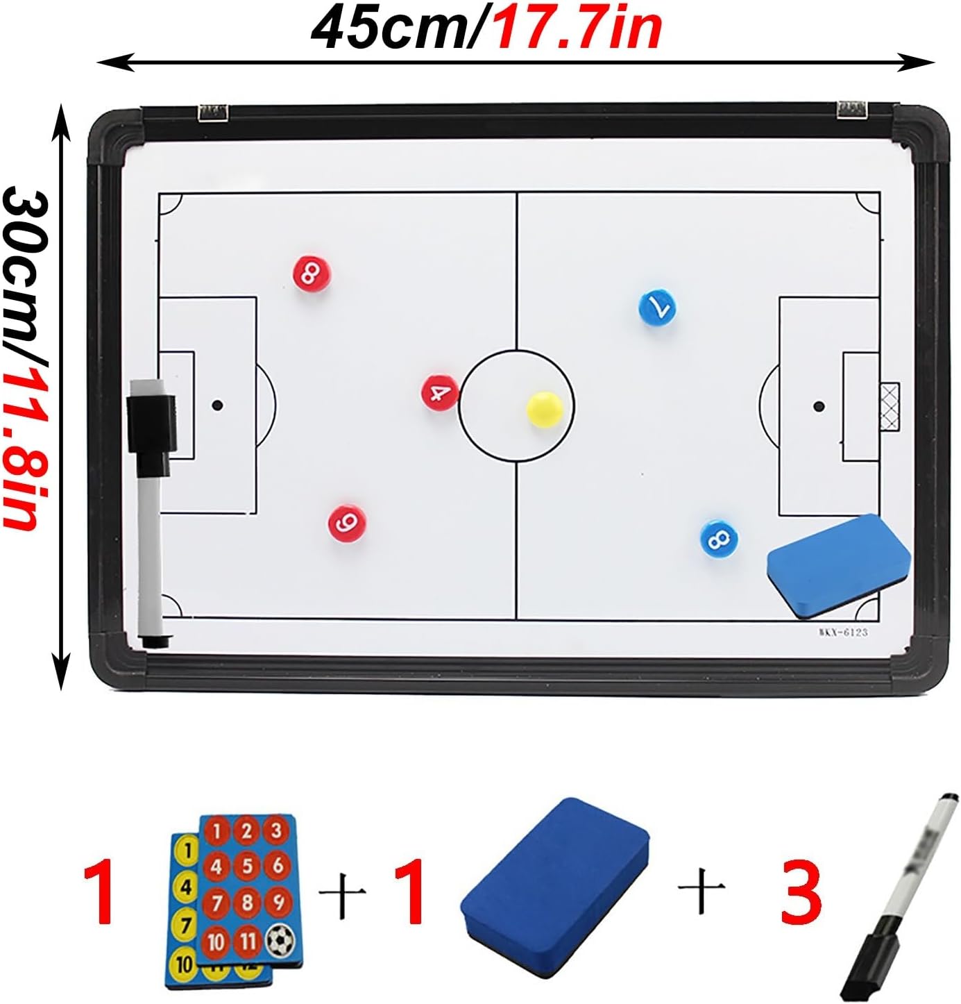 Soccer Whiteboard for Coaches, Soccer Clipboard for Coaches, Double-Sided Design, Easy to Write and Erase, Suitable for Training