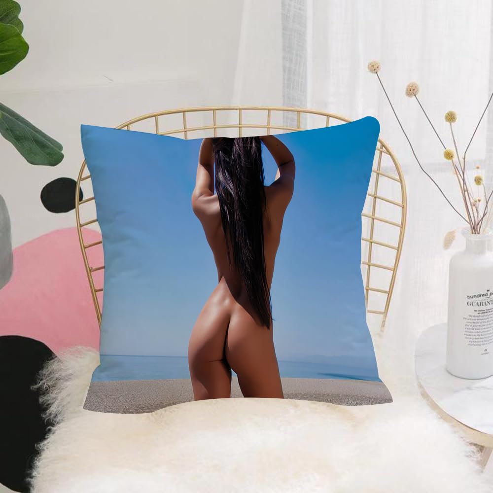 Hyosxw Portrait Of A Young Adult Attractive Sexy An - A1 Cushion Cover,Throw Pillow Case Home Decorative For Living Room Bedroom Sofa Chair 18X18 Inch,Portrait Of A Young Adult Attractive Sexy And Sensuality Pretty Beautiful Brune,Pillowcase 45X45cm