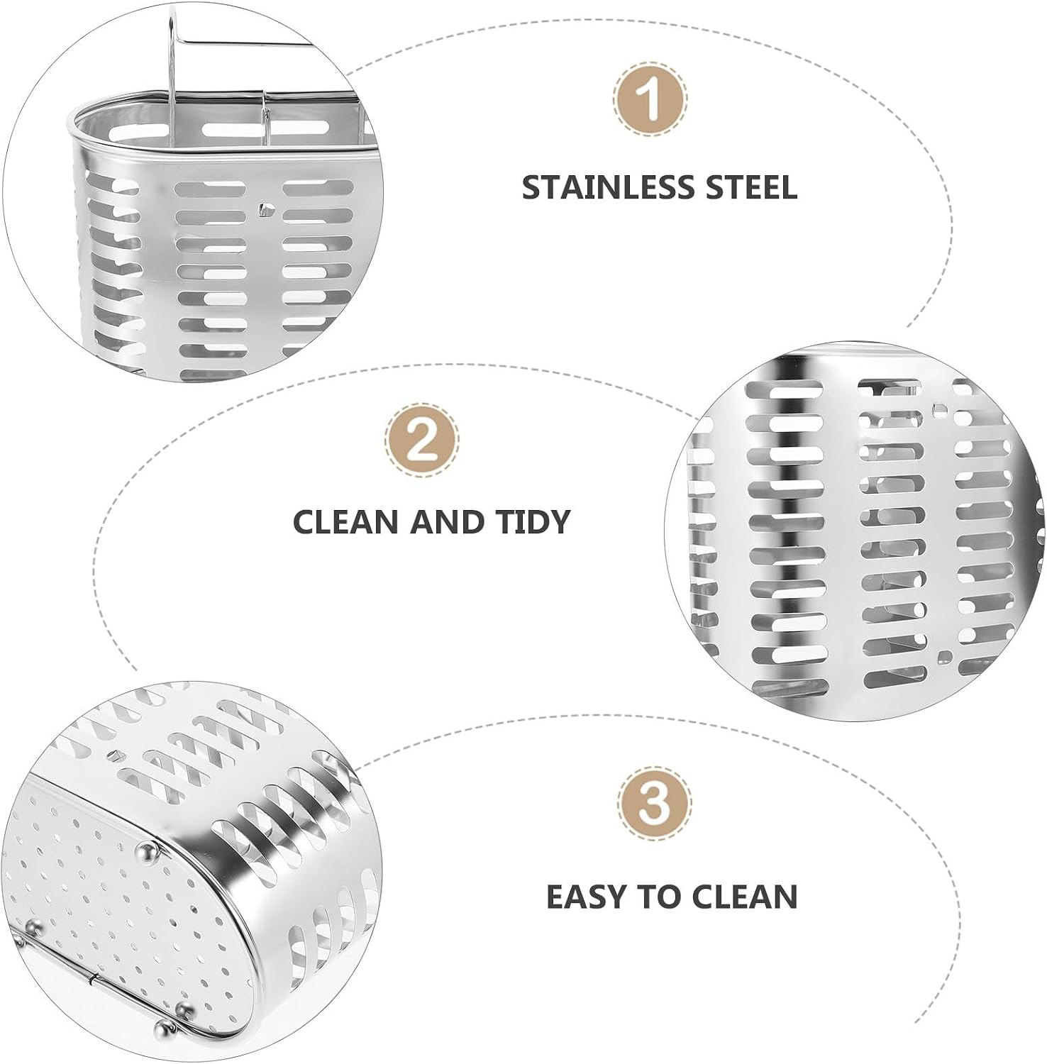 Stainless Steel Chopsticks Holder Organizer with Efficient Water Drain Tray