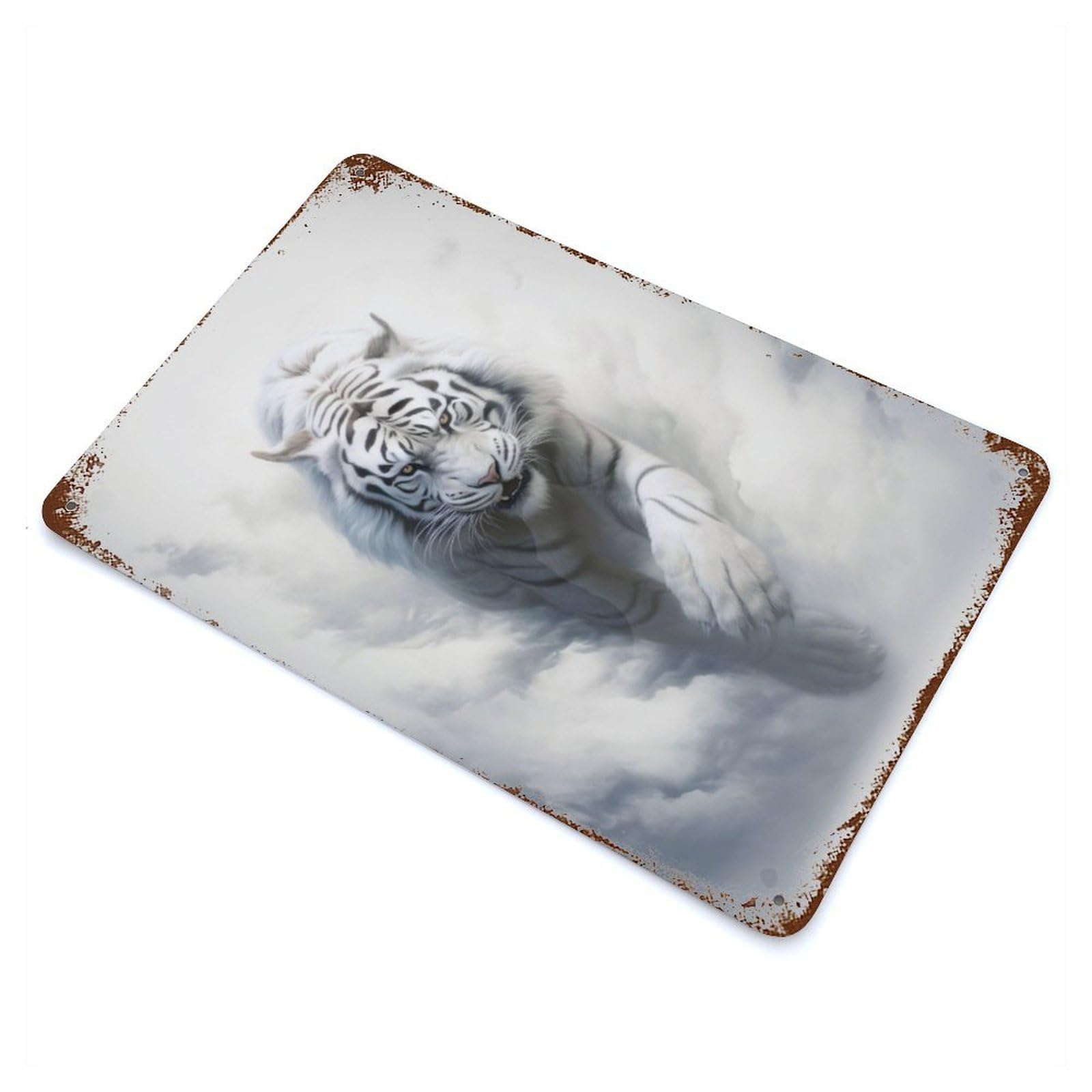 Running Tiger Vintage Wall Sign 11.8"x7.9", Rust Effect Metal Decor for Living Room, Hallway And Home Decor