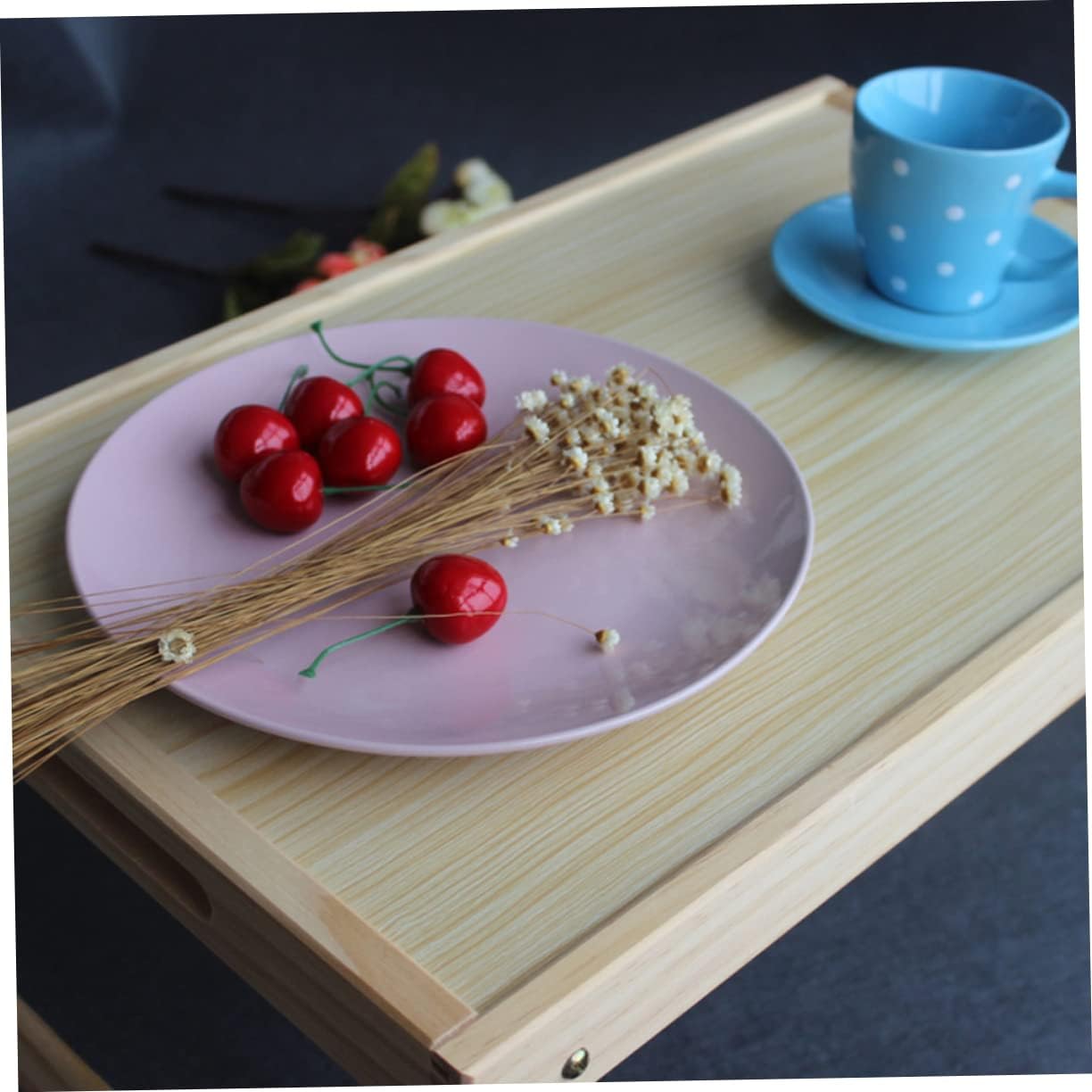 Solid Wood Bed Table Tray Laptop Desk Foldable Serving Table for Breakfast Travel Camping