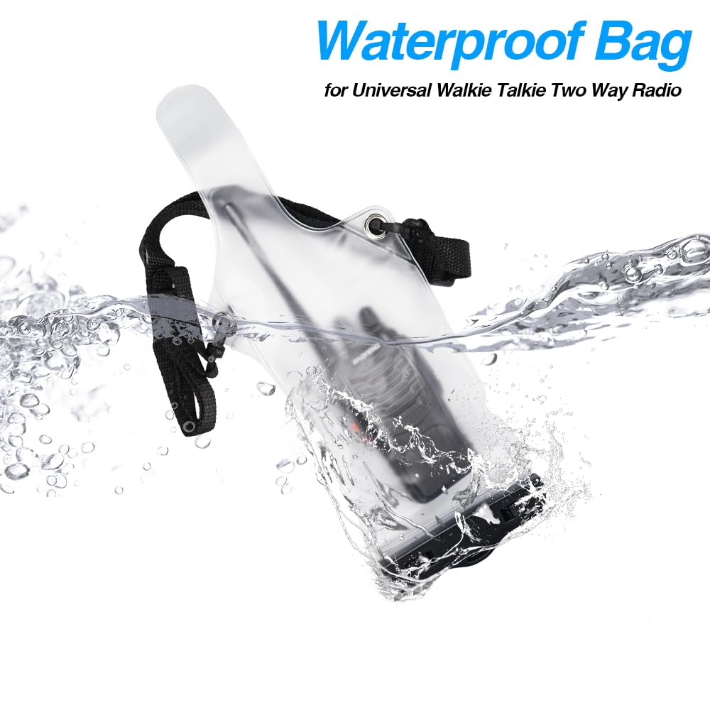 6 fundas universales impermeables para radio de dos vías, portátil, a prueba de lluvia, con correa ajustable, compatible con Motorola Kenwood Midland UV-3R UV-5R PX-888 Walkie Talkie Radio (blanco)