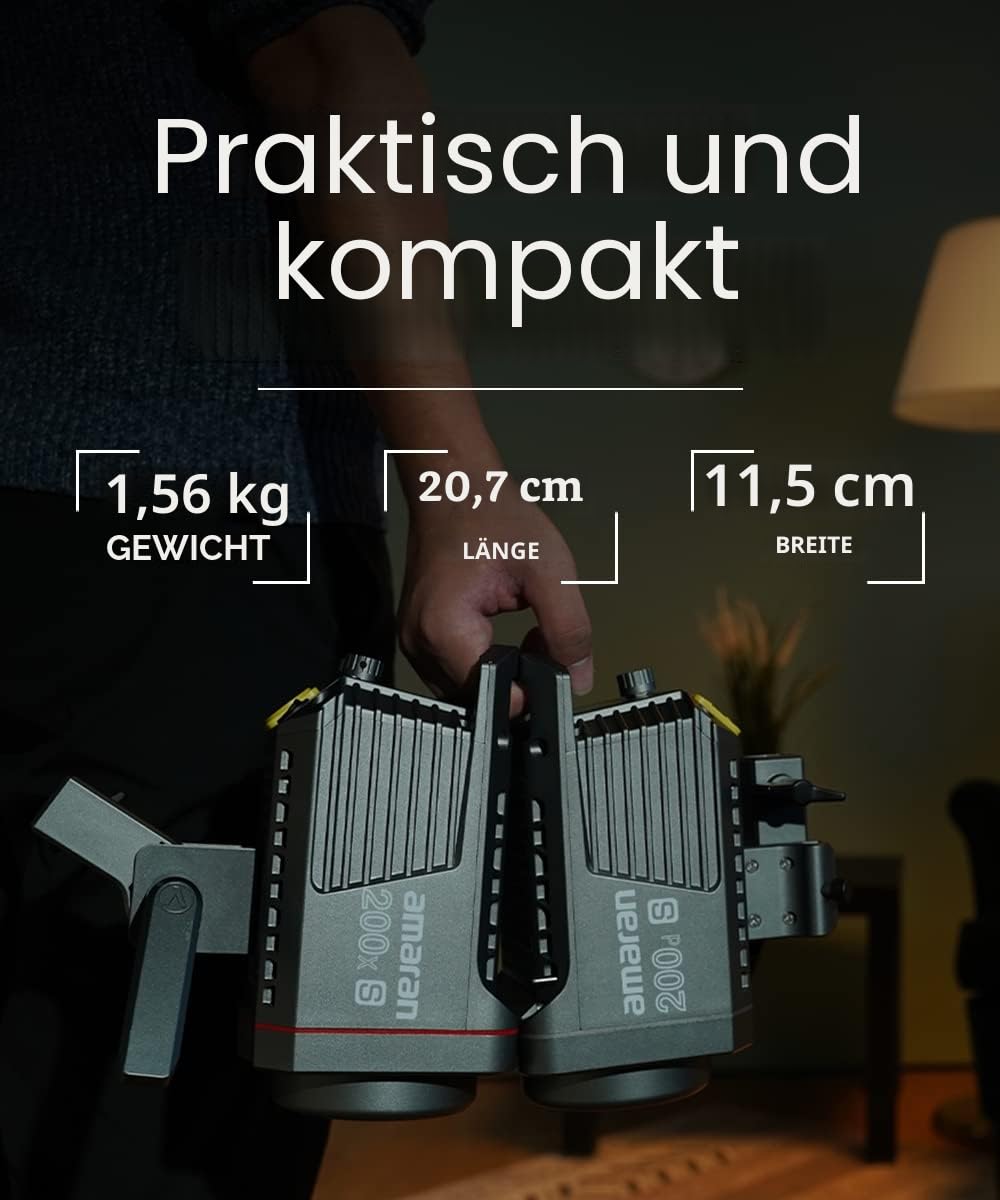 Amaran 200x S - Zweifarbige COB-Videoleuchte 2700-6500K, Kompaktes LED-Punktlicht für Fotografie & Videografie, 200Watt Monolicht-Hauptlicht - Bluetooth 5.0 Mesh, Standard-Bowens-Montage