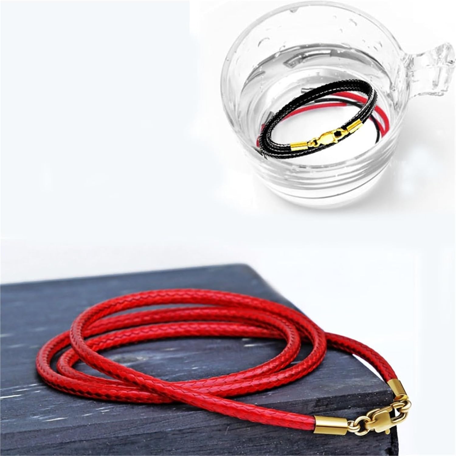 Leather Necklace Cord with Clasps 6Pcs 1.5-3mm Necklace Cord Leather Cord Wax Rope Chain with Stainless Steel Gold Color Lobster Clasp for DIY Necklace Jewelry Making(Brown 2mm,45cm)