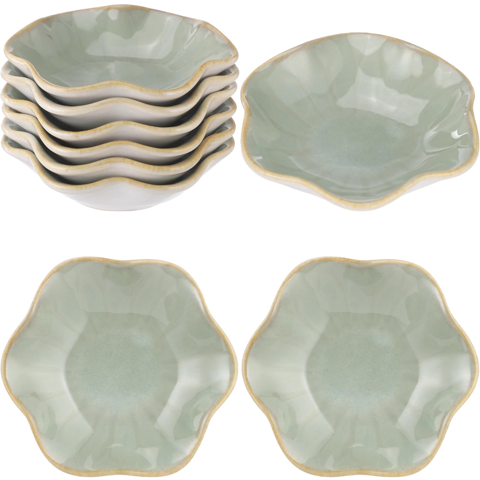 Keramik-Schmuckschalen, Lotusblatt-Ringschalen, kleine Schmucktabletts, grüne Töpferteller, goldfarbene Schmuckhalter, niedliche Schlüsselschalen für Nachttisch-Dekoration, 9 Stück