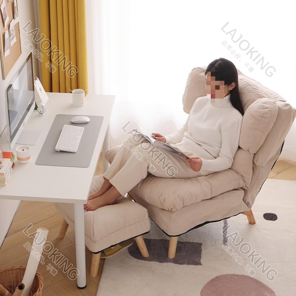 リクライニングソファ、シングルソファ、コンパクトなデザイン、ハイバック、フットレスト付き、5段階調節可能な背もたれ、頑丈で耐久性があ